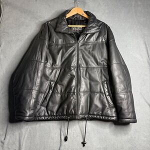 Wilsons The Leather Experts Black Puffer Leather Jacket Men's Size M Read